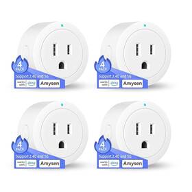 Amysen 716032407464 Smart Plug With Voice Control Bluetooth Mesh Outlet Compatible Alexa