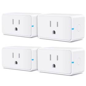 Aoibox 445016686610 15 Amp 120 Volt Wifi Bluetooth Grounding Smart Plug Connector White 4 Pack Etl F