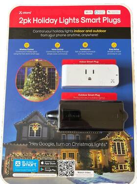 Atomi 841856112246 2 Pack Holiday Lights Smart Plugs Indoor Outdoor Wifi Alexia Google