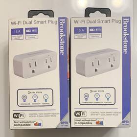 Brookstone Br-pl-wf-006-wt Two Wi-fi Dual Smart Plugs 15a Alexa Google 2 Outlets - New In Box