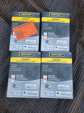 10006355005 Defiant 1006355005 Lot Of 4 15 Amp 120-volt Smart Wi-fi Bluetooth Outdoor Plug