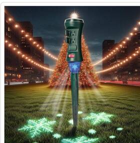 1011354473 Defiant Smart Outdoor 4ft 6-outlet Power Stake Timer Holiday Lights Projector New