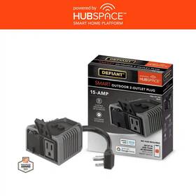 Defiant 726084973992 15 Amp 120-volt Smart Wi-fi Bluetooth Outdoor Plug With 2-outlets Powered By Hub