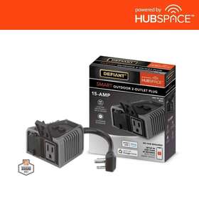 Defiant 744110177022 15 Amp 120-volt Smart Wi-fi Bluetooth Outdoor Plug With 2 Outlets