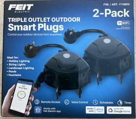1718603 Electric Feit Triple Outlet Outdoor Smart Plugs 2-pack Wifi Controls Devices