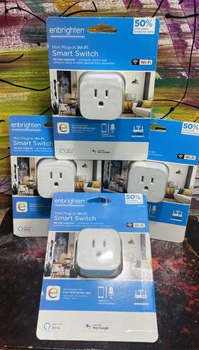 58683 Enbrighten Lot Of 4 Mini Plug-in Wi-fi Smart Switches Works With Alexa Hey Google