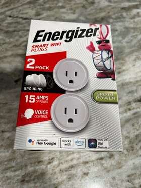 Energizer 805106871505 Smart Wi-fi Plugs 2 Pack 15 Amps New