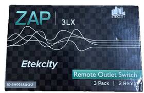 10-bh9938u-3-2 Etekcity Zap 3lx Remote Outlet Switch 3 Outlets/2 Remotes New Open Box