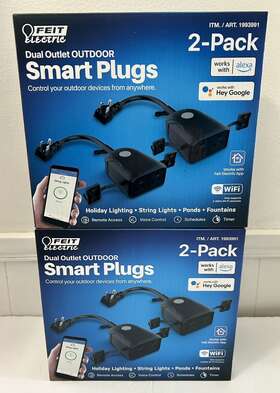 Feit Electric 017801722840 Two/ 2 Packs Wi-fi Dual Grounded Outlets. Smart Outdoor Plugs