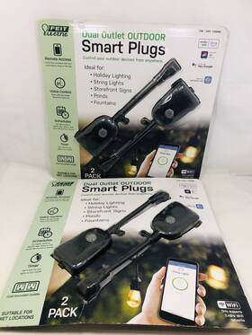 1358986 Feit Electric Outdoor Smart Wi-fi Dual Outlet Wall Plug 2 Pack New Lot Of