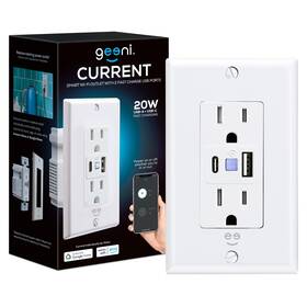 Gn-ww136-199 Geeni Smart Wi-fi Outlet With 20w Usb-c And Usb-a Alexa/google Voice Control