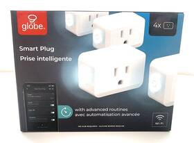 1533646 Globe Electric Wi-fi Smart Plug No Hub Required Voice Activated 4 Grounded