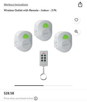 Merkury Innovation 194383033769 Wireless Outlet 3 Pack With Remote Control Brand New Mrsp 28.58