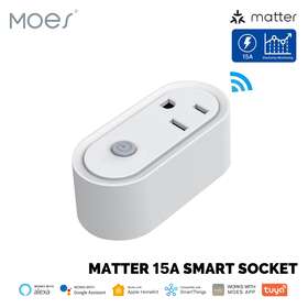 Mwp-lo-us15m Moes Matter Smart Plug 15a Wifi Socket Outlet Energy Monitoring Alexa Google App