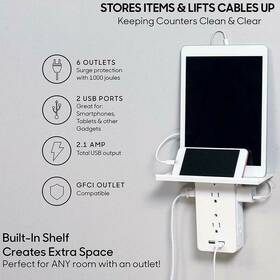 Shops 723466570992 Executive Shelf Multi Charge Wall Outlet