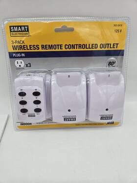 Smart Electrician 852909006481 3-pack Wireless Remote Controlled Outlet Indoor Plug-in White