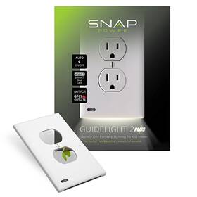 01-o1gl-xwh-sp20 Snappower - Guidelight 2plus Duplex Outlet Wall Plate White