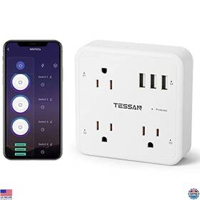 Ts-wm102s Visit The Tessan Store Smart Plug Outlet Extender 3 Outlets And Usb Ports Voice Control