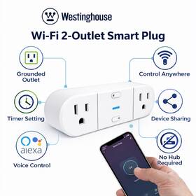 94013 Westinghouse Wi-fi Smart Sockets- 2-outlet