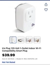 Iris Wifi Smart Switch 857924. Fixed Price $20.00.