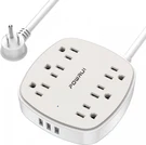 Power Strip Surge Protector With 6 Ft, Powrui Flat Plug Extension White/grey. Fixed Price $18.99.