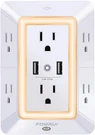 Usb Wall Charger, Surge Protector, Powrui 6-OUTLET Extender With 2 Charging. Fixed Price $29.95.