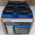 Box Of 6) New Eaton WFSW15-LA-SP-L Amp Wifi Smart Switch Light Almond. Fixed Price $76.49.