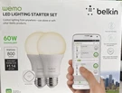 Belkin Wemo Led Lighting Starter Set - Smart Home Kit Bulbs F5Z048. Fixed Price $12.95.