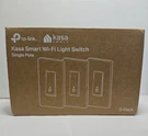 (QTY3) Tp-link HS200P3 Kasa Smart Wi-fi Light Switch Single Pole 100-120V 50/60. Fixed Price $28.00.