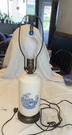 Leviton Blue & White Ceramic Transferware Table Lamp Metal Base Push Button. Fixed Price $150.00.