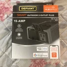 Defiant Smart Wi-fi Bluetooth Outdoor Plug W/ Outlet Black 15A 120V. Fixed Price $18.97.