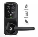 Lockly Smart Wifi Lever Latch W/ 3D Fingerprint, Keypad Mobile App Matte Black. Fixed Price $251.95.