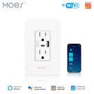 Moes Wifi Smart Usb & Type Wall Outlet Receptacle With Alexa Google App Remote. Fixed Price $26.99.
